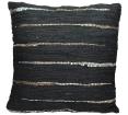 Μαξιλάρι από δερμάτινο κιλίμι, μαύρο/χρυσό, 60cm