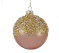 Γυάλινη μπάλλα διάφανη ροζ/χρυσό, 8cm