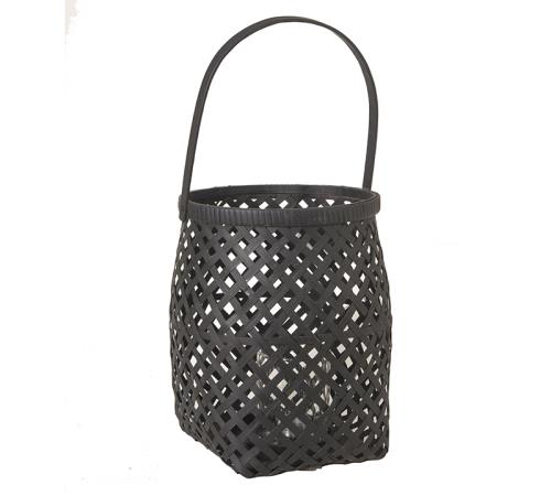 Φανάρι rattan (με γυαλί) μαύρο 28,5cm