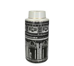 Βάζοι με ρωμαικό print, μαύρο/λευκό 33cm