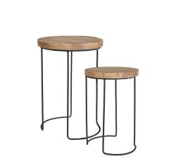 Σετ/2 στρογγυλά side table από κορμό teak, Y:41/47cm