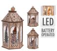 Ξύλινο φανάρι με χριστ/κο ντεκόρ,10Led,31cm