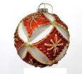 Γυαλινη μπάλλα αναγλυφο σχ.,περλε/κοκκκινο,10cm