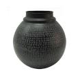 Σφυρήλατο βάζο αλουμινίου μπάλλα, μαύρο χρ.36x38cm