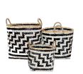 Σετ/3 καλάθια Bamboo Λευκό/Μαύρο γεωμετρ.σχ.,26/32/37cm
