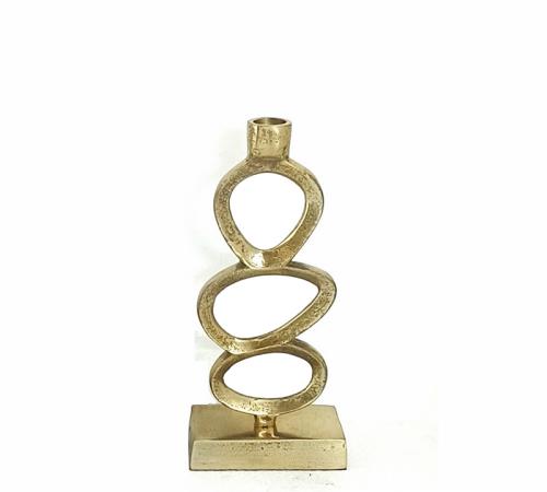 Κηροπήγιο "Rings" από χυτό αλουμίνιο χρυσό χρ.,25cm