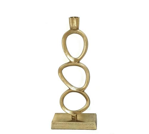 Κηροπήγιο "Rings" από χυτό αλουμίνιο χρυσό χρ.,34cm