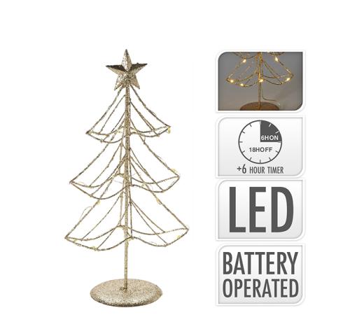 Συρμάτινο έλατο με 15 Led & timer χρυσό χρ.,30cm