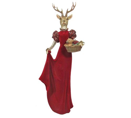 "Lady" τάρανδος σε βελουτέ κόκκινο,42cm