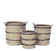 Σ/3 Ψάθινα καλάθια με μάυρη ρίγα,18/22/35cm