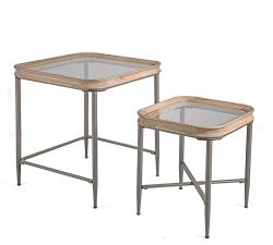 Σετ/2 Side tables,με γυάλινο καπάκι 45/61cm