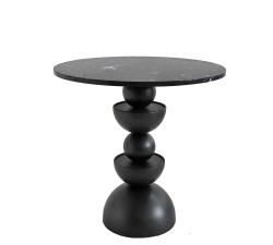 Side table minimal γεωμετρικό σχ.,καπάκι μαύρο μάρμαρο,δ.50cm