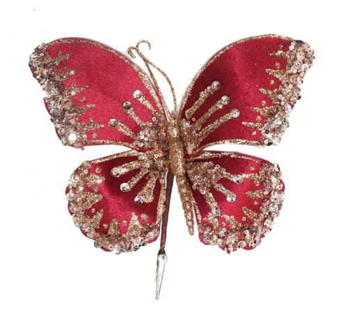 Butterfly w/clip Burgundy,20x17cm