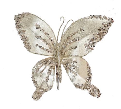 Butterfly w/clip Champagne,23x20cm