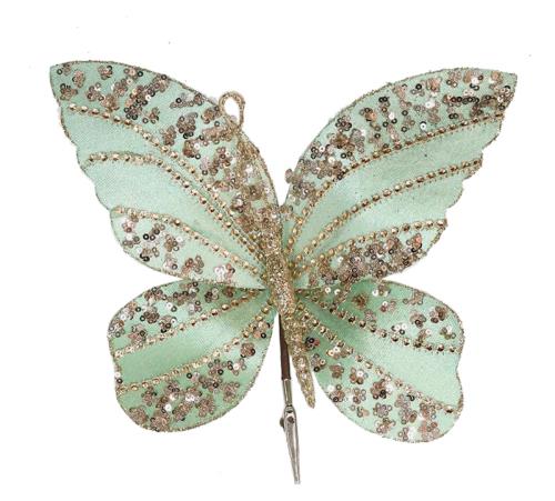 Butterfly w/clip Slate Green,20x15cm 