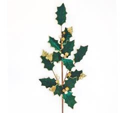 Holly leaf velvet spray Emerald,75cm 