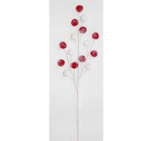 Ball deco spray White Red, 53cm 