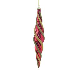 Glass Twisted Drop Orn. Red/Green,H22X4cm