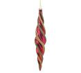 Glass Twisted Drop Orn. Red/Green,H22X4cm