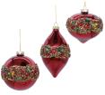 Glass Ornament 3 Style Red+Multi Color Stones