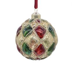 Glass Ball Rhomb Des. Multicolor,D.8cm