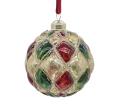 Glass Ball Rhomb Des. Multicolor,D.8cm