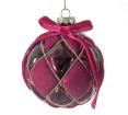 Glass Ball Rohmb Des. Flocked Burgundy,D.10cm