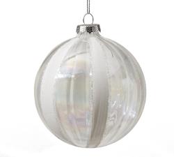 Glass Ball Transp. W/White Stripe,D.10cm