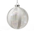 Glass Ball Transp. W/White Stripe,D.10cm