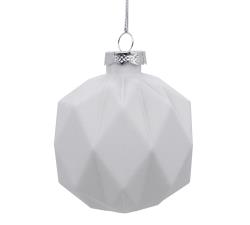 Glass Ball Geometric Des. Mat White,D.8cm