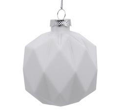 Glass Ball Geometric Des. White,D.:10cm