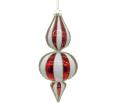 Glass Finial Orn Red/White Stripes,H22X10cm