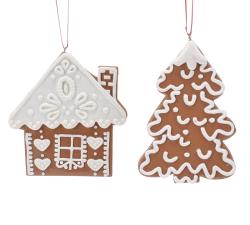 Στολίδι gingerbread Σπιτάκι & Έλατο,11cm