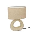 Φωτιστικό κεραμική βάση & Οβάλ υφασμάτινο καπέλο Υ.33,5cm