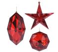Κόκκινα ακρυλικά στολίδια σε 3 σχ.,13cm