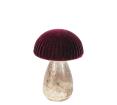 Γυάλινο διακοσμητικό μανιτάρι μπορντώ,13cm