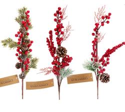 Κλαδί κόκκινα berries και φυλλα έλατου,55cm