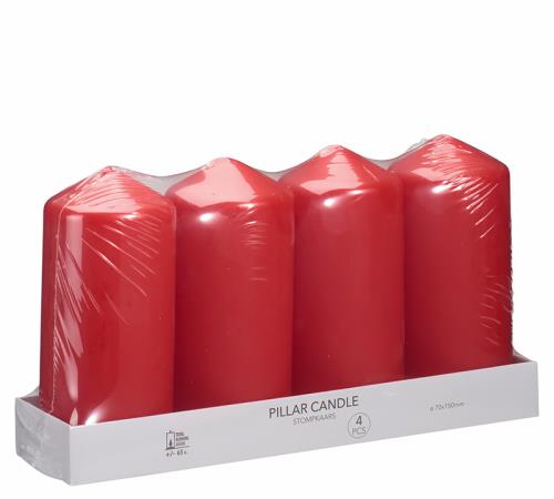 Σετ 4 κερί κορμος κοκκινο 7x15cm