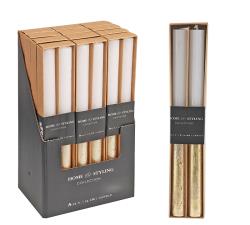 Σετ 2τεμ. κερί Βιέννης 2x25cm, εκρού/χρύσο 