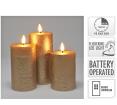 Σετ/3 κεριά led 7.5x10cm-12.5cm-15cm control & timer, χρυσό
