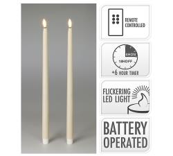 Σετ 2 led κεριά βιέννης 38cm,control & timer εκρού