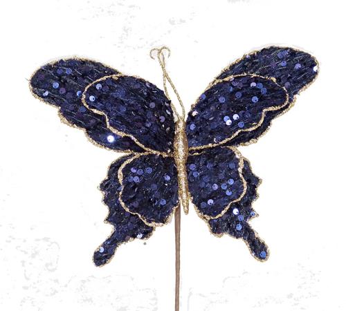 Πεταλούδα μπλε παγιέτες 29x22cm
