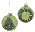Γυαλ.μπάλλα στεφάνι & έλατο λαδί,10cm