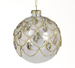 Γυαλ.μπάλλα διάφανη με χρυσό glitter 10cm