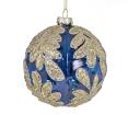 Γυαλ.μπάλλα σχ.φύλλα μπλε / χρυσή 10cm