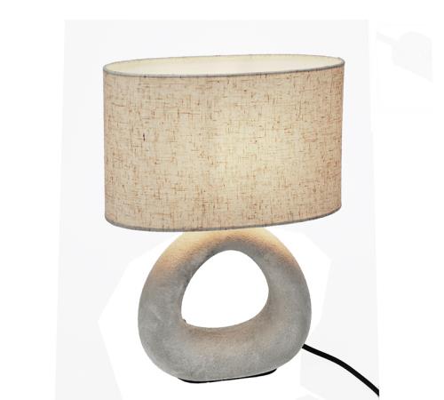 Φωτιστικό κεραμική βάση & Οβάλ υφασμάτινο καπέλο Υ.33,5cm