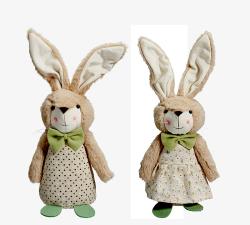 Όρθιος υφασμάτινος λαγός μπεζ/πρασ. 2σχ.38cm