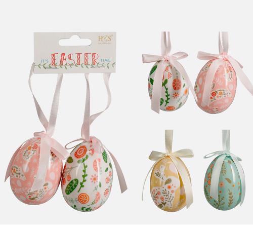 Σ/2 αυγά (ρόζ/λευκό.& κιτρ/πρασ) 6.5cm,