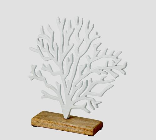 Kοράλι σε ξύλινη βάση λευκο χρ.,27cm