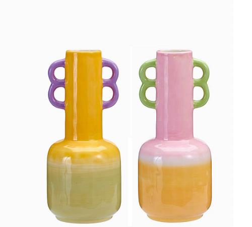 Πολύχρωμο βάζο δολομίτη με μακρύ λαιμό 11.5x26cm